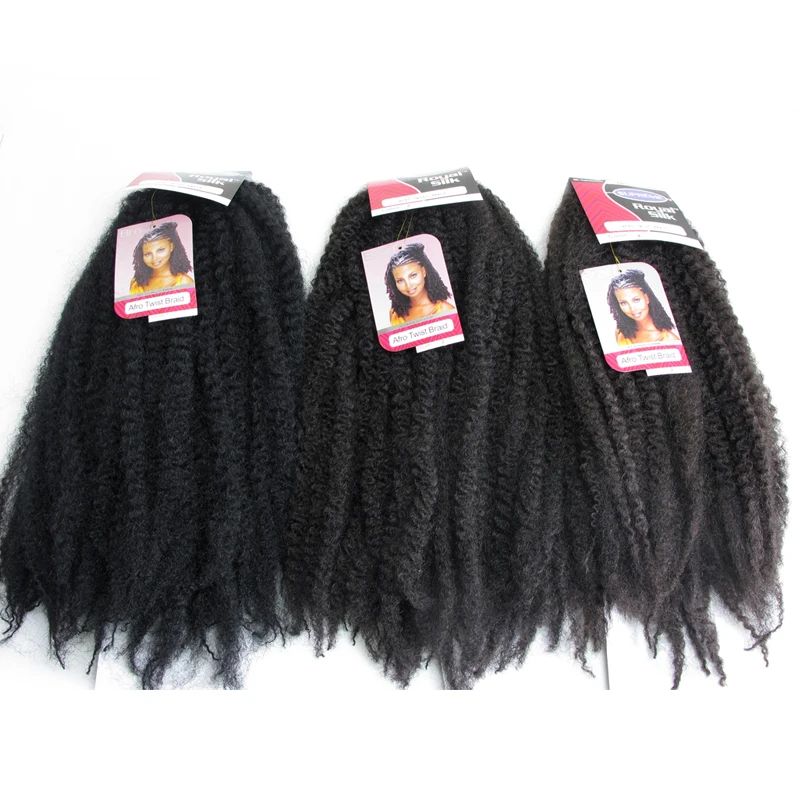 

Hot selling Afro Kinky Bulk Synthetic twist marley braiding pre twisted synthetic hair extension for crochet braids, Same pic