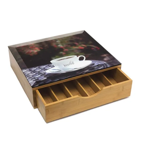 bamboo coffee capsule drawer