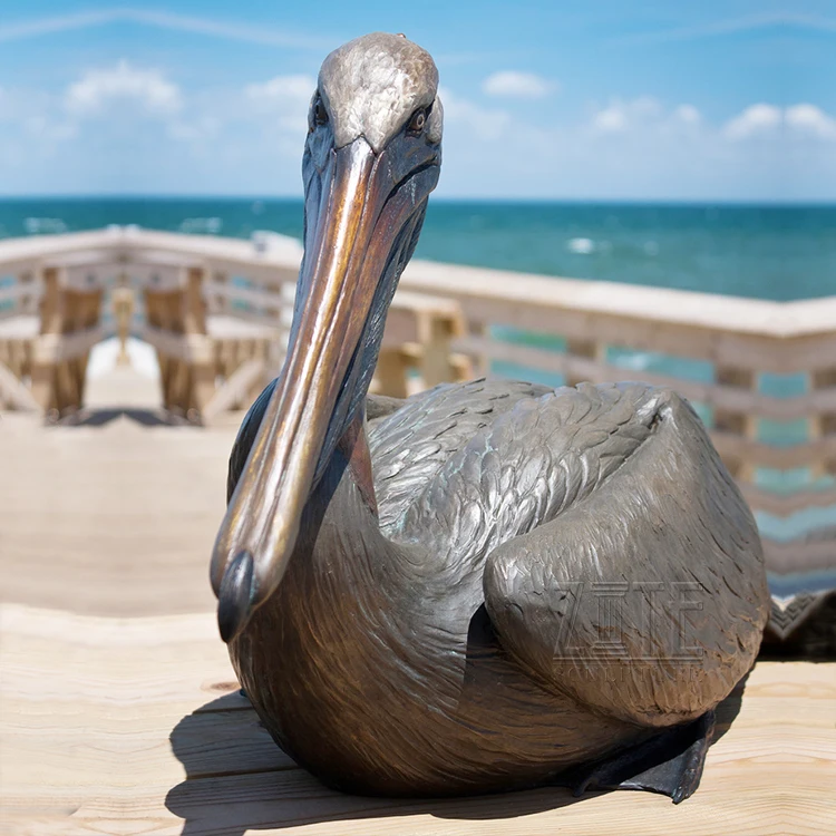 Antique Decoration Life Size Brass Sculpture Bronze Pelican Statue