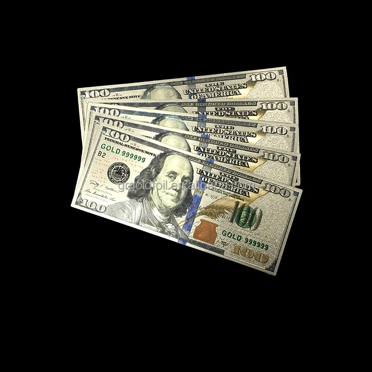 
China good quality new design 100 us dollar silver foil banknotes 