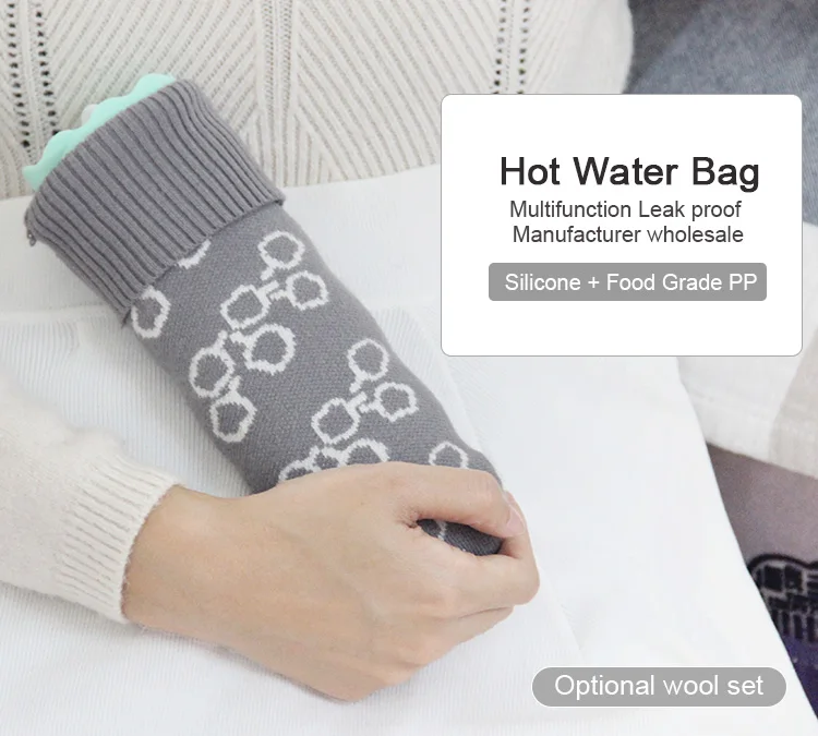 Wholesale Microwave Silicone Long Hot Water Bottle With Fleece Cover