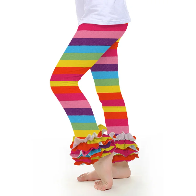 

Boutique baby rainbow striped trousers hot children clothing girls ruffled pants, Picture