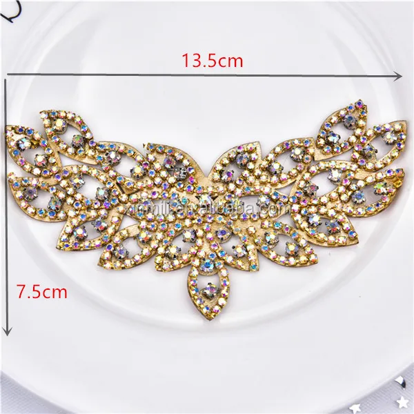 Costume Wedding Dress Crystal Silver Rhinestone Applique Flower Patch ...