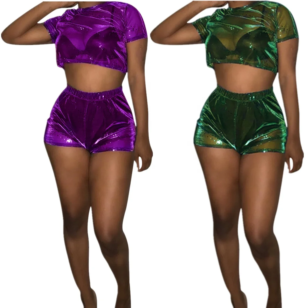 

Hot selling summer two pieces womens shorts and crop set