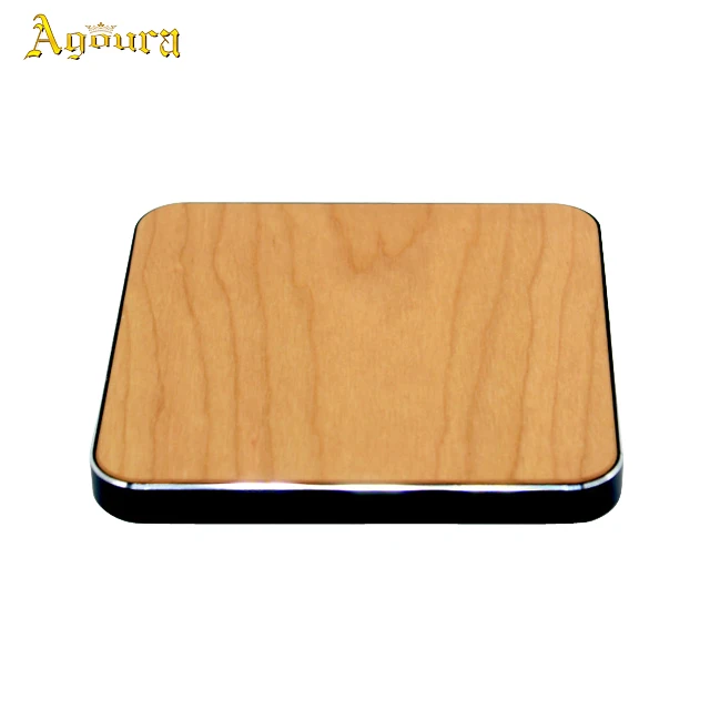 New fashion 10W aluminum alloy wood square shape wireless charger