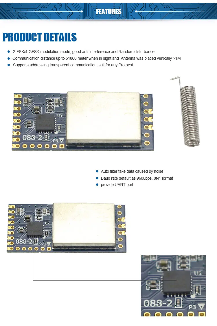 rf module 433 mhz Serial Passthrough Narrowband CC1120 Smart Medical Applications Rf Module