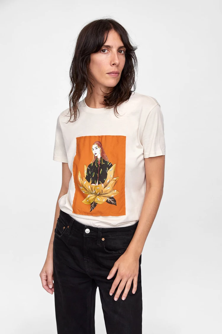 factory price women fashion printed cotton casual t-shirt