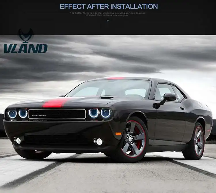 VLAND Car Lamp Factory For LED headlights For Dodge Challenger 2008-2014 Xenon Head Lights Plug And Play With Sequential Signal