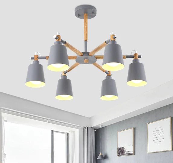 Modern Fancy 6 Lights Wood Decor Chandeliers Ceiling Lamp Wood Decor Chandeliers Ceiling Lamp