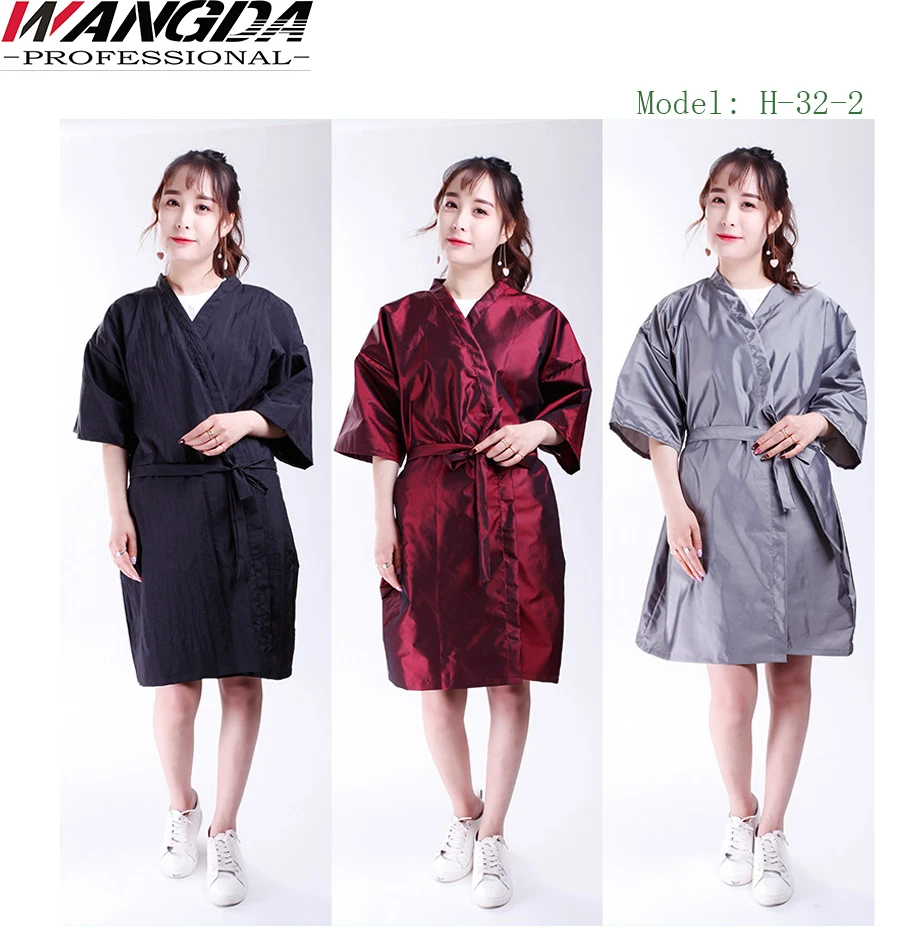 Salon Client Gown Robe Leaves Pattern Smock Kimono Hairdressing Cape ...