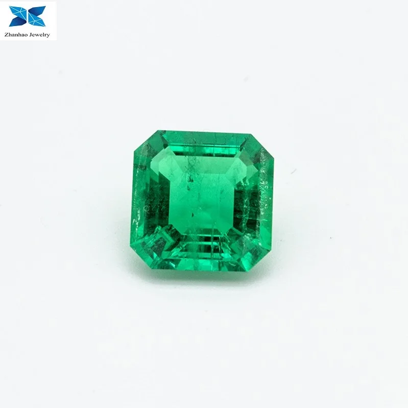 

5.5*5.5mm Asscher cut emerald beads cut from synthetic emerald rough in stock