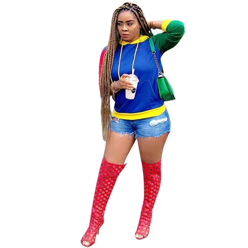 

Color Block Long Sleeve Casual Hoodie