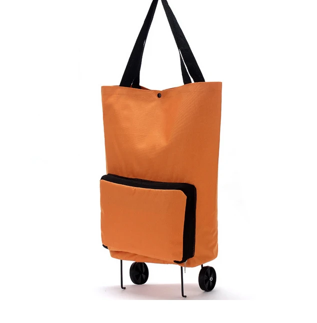 foldable shopping trolley bag cart rolling wheel grocery tote