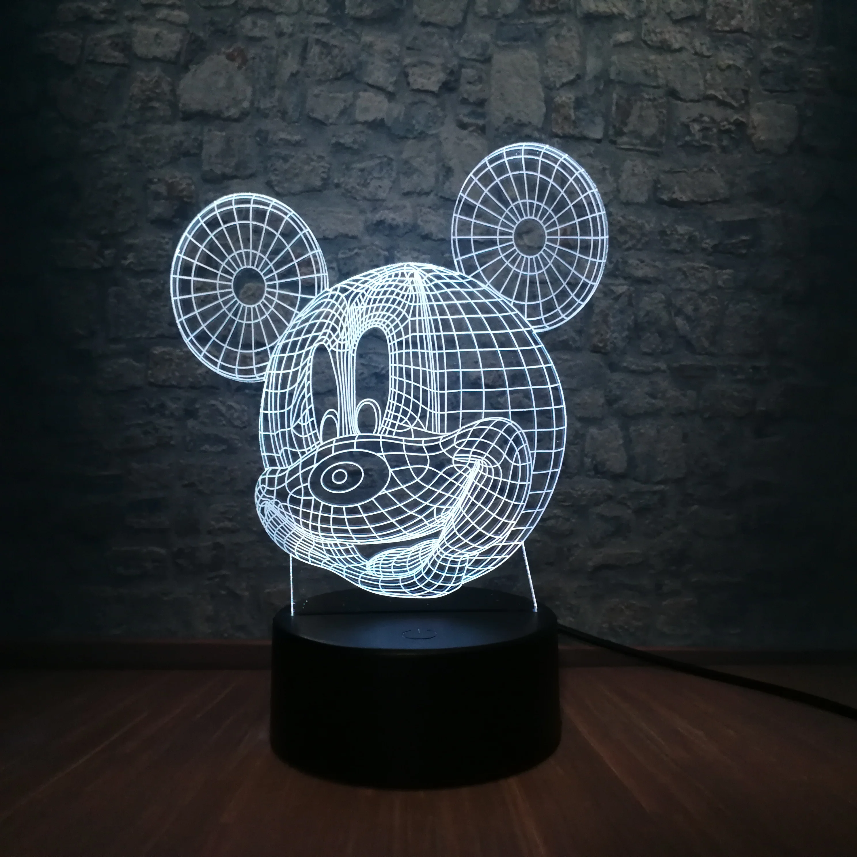 

New 2022 Cartoon Kawaii Mickey Mouse 3D LED Night Light Multicolor Illusion Atmosphere Home Decorative Holiday Gift Luminaria, 7 colors