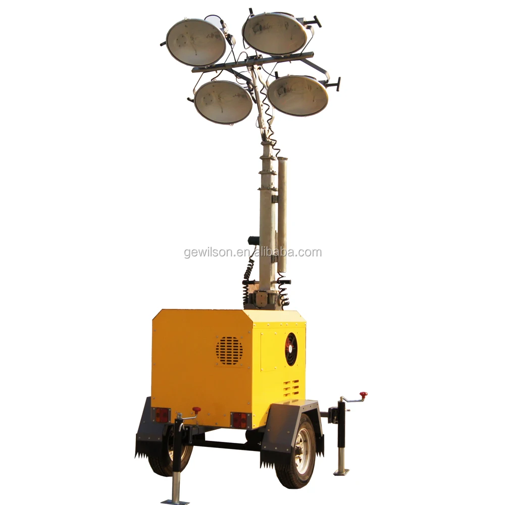 12m Trailer Mounted Hydraulic Mast Portable Led Light Tower For ...