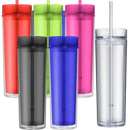 

16oz Acrylic tumbler with lids and straw double wall clear plastic tumblers Insulated tumbler 100% BPA FREE, Violet