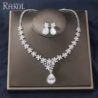 

RAKOL Fashion Jewelry Top Quality Luxury Cubic Zirconia Diamond Bridal Wedding Jewelry Sets Necklace Women S445