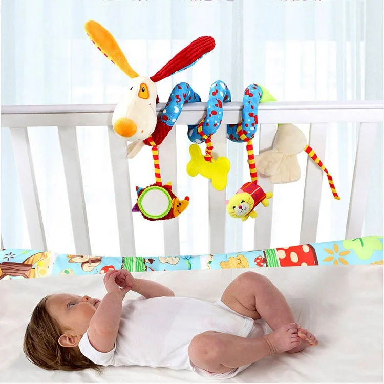 
H033A Dog plush stroller hanging spiral baby toys 