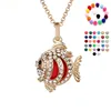 Rose Gold Hollow Fish Crystal Rhinestone Pendant Aromatherapy Perfume Essential Oil Diffuser Locket Necklace