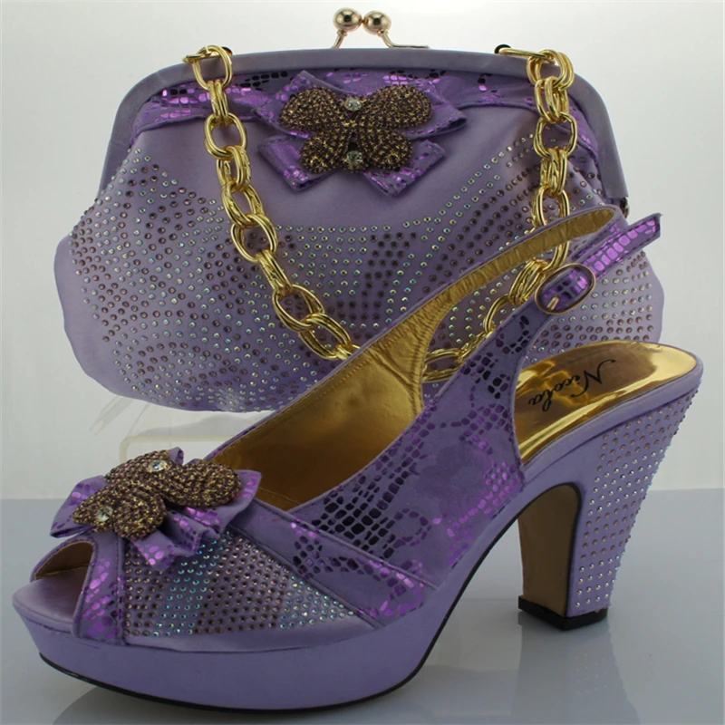 lilac shoes and bag for wedding