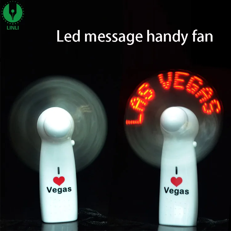 Mini Hand Held Led Light Fan Battery Operated Customized Message Led