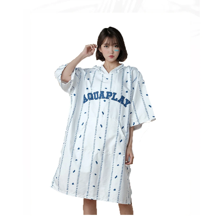 
Wholesale Custom Microfiber Polyester Adult Black Hooded Change Surf Poncho Beach Towel Hoodie Cloak Towel 