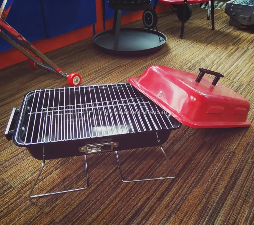 Folding Stand Leg Portable Porcelain Enameled Bbq Grill Compact Heat