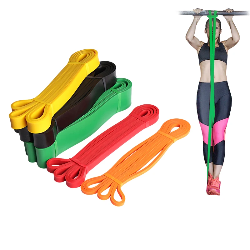 

Training Workout Weight Lifting Heavy Duty Long Power Band Fitness Latex Resistance Bands Exercise Stretch Pull Up Assist band, Red yellow black purple blue green orange
