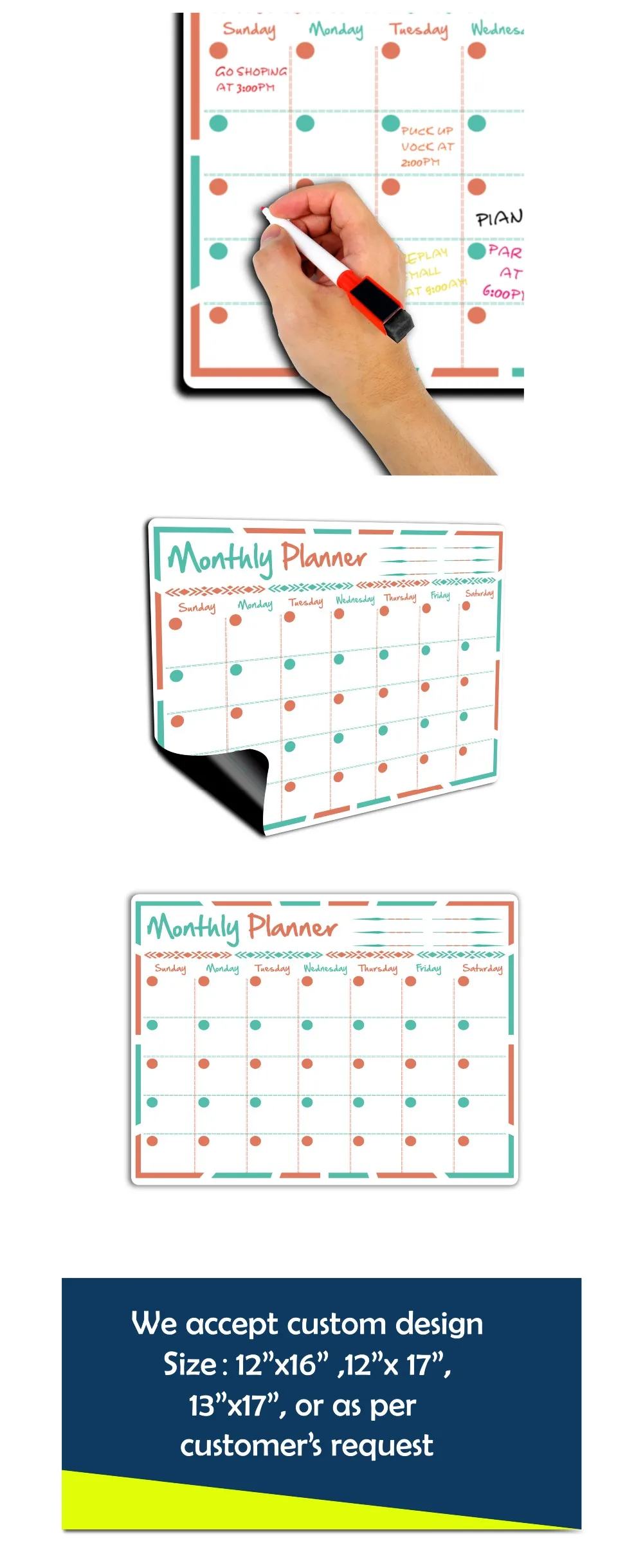 3 5 2 A1 Dry Erase Magnetic Calendar Planner Calendar Schedule Monthly