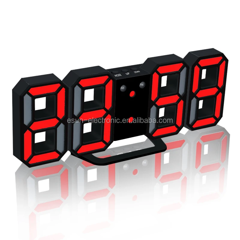 

Digital 3D LED Desk / Wall Hanging Alarm Clock with 3 adjustable brightness levels - USB Cable + USB Wall Charger Adapter, Any pantone color;led color;customized logo;package all available