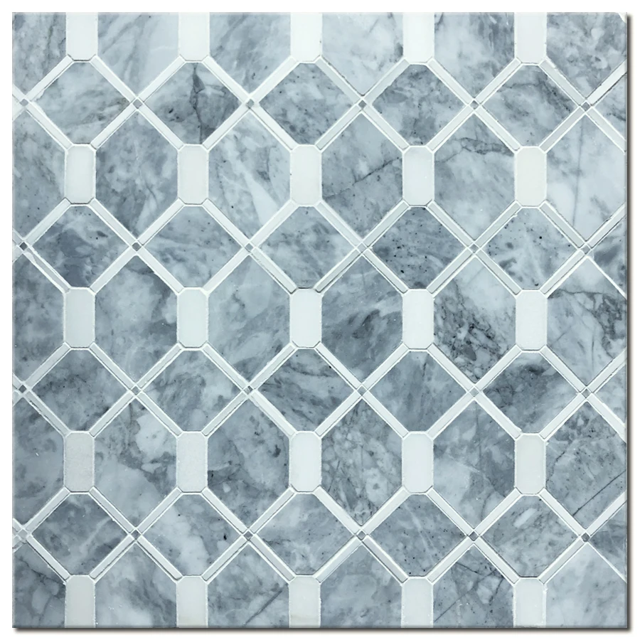 white and grey  nature stone mosaic  with irregular  pattern