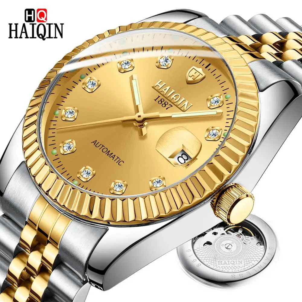 

HAIQIN Men's Mechanical watches Mechanical Watch with Date Luminous Hands Waterproof Steel Wristwatches for Man, N/a
