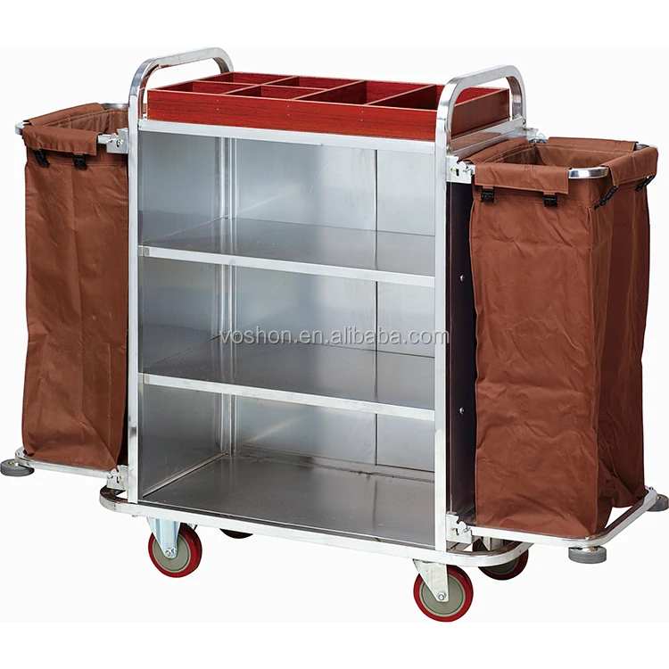 Eco Friendly Hotel Amenities Metal Service Used Hotel Housekeeping Cart