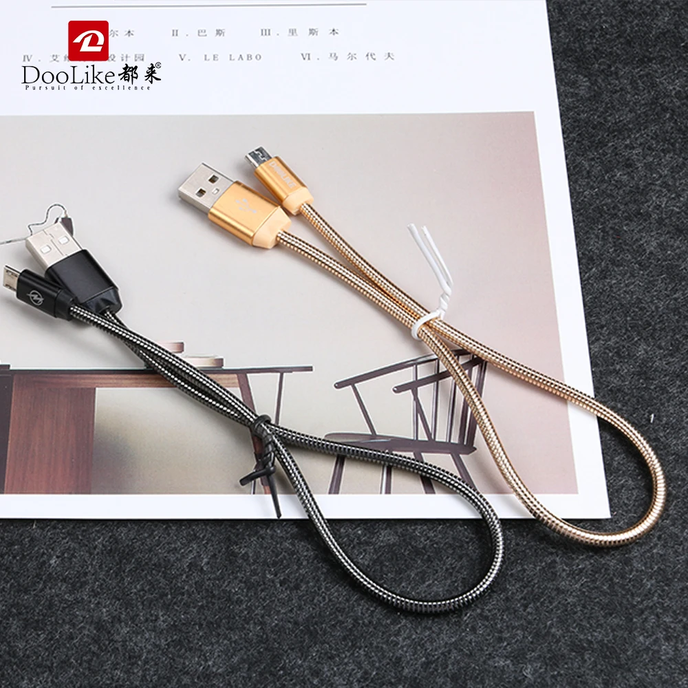 Wholesale Flexible 1.5m Flat Spring Micro USB Cable Charging Cable for iPhone 