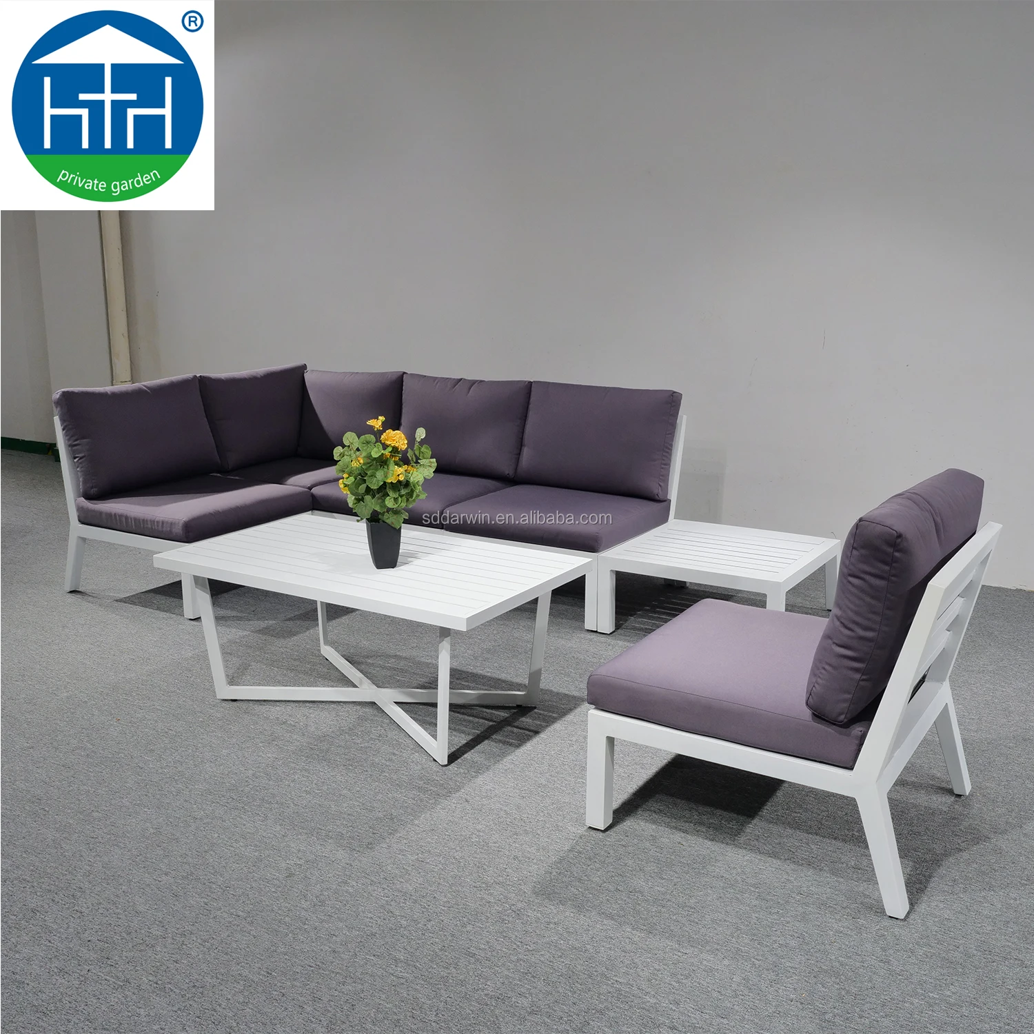 White Outdoor Furniture Aluminum Garden Set L Shape Modular Sofa Buy