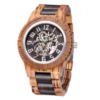 

Small MOQ Men Wristwatch Zebrawood Waterproof Custom Wood Automatic Mechanical Watch