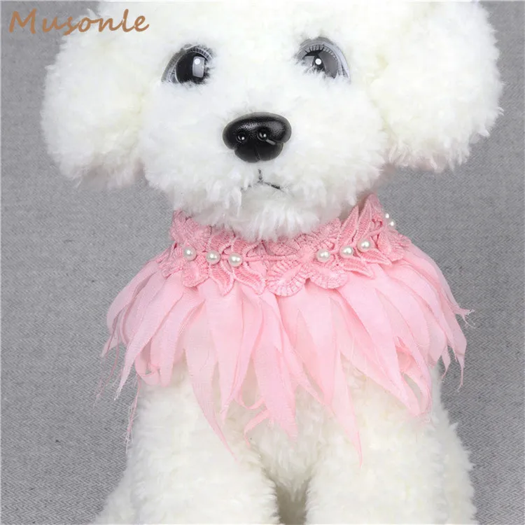 

Wholesale decorative lace pet neck collar silk dog neckerchief, Pink , yellow