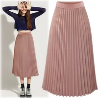

2019 skirt summer new chiffon long section pleated skirt elastic high waist Slim was thin loose half skirt