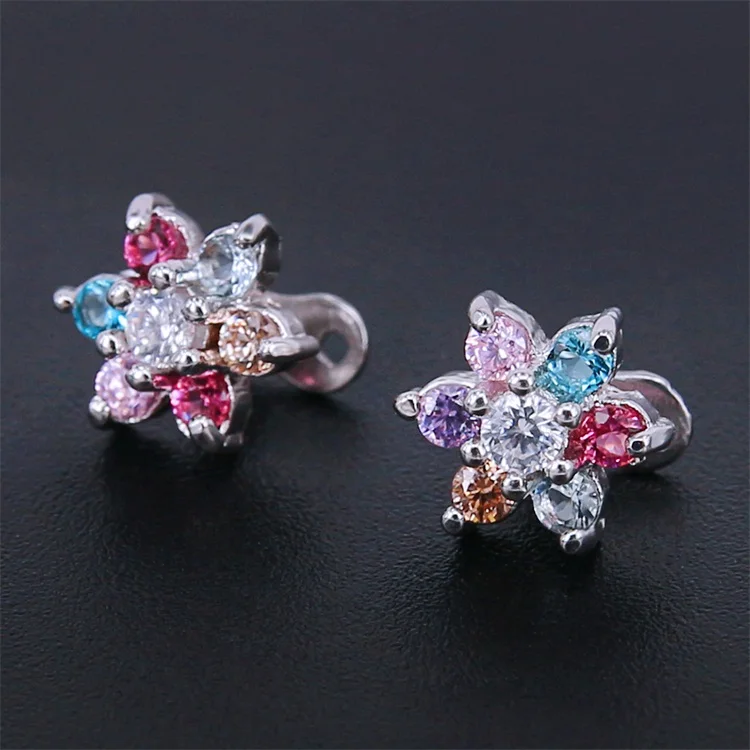

Bling colourful flower dermal anchor top jewelry unique titanium piercing