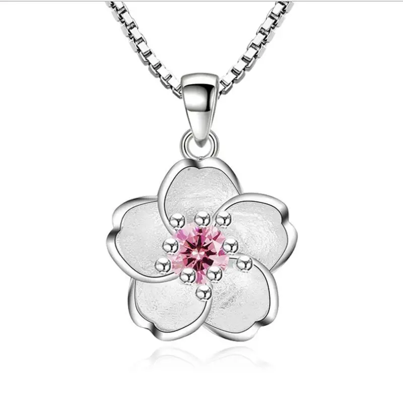 

Delicate lovely flower pendant necklace pink zircon cherry necklace, N/a