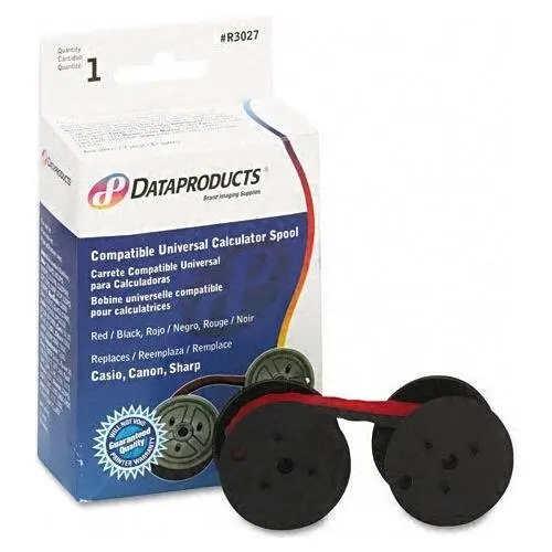 Dataproducts R3027 Compatible Ribbon - Compatible Universal Calculator Spool C Wind Black/Red Nylon Ribbon (OEM# 19-2076-891)