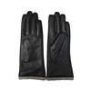 Winter Warm Wool Lined Ladies Female Lamb Skin Soft leather Gloves With Wool Cuff