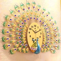 

Large Metal Peacock Wall Clocks Manufacturer 3D Modern Home Decoration Products Gift