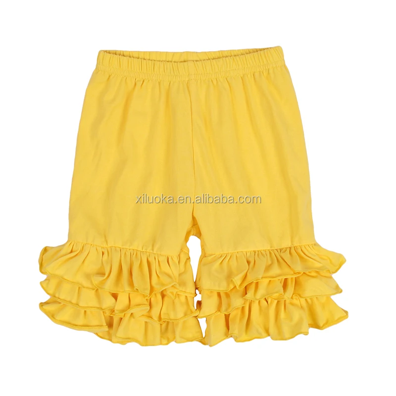 

Clothing Manufacturers Overseas Kids Short Pants Yellow Cotton Girls Ruffle Pants, Picture