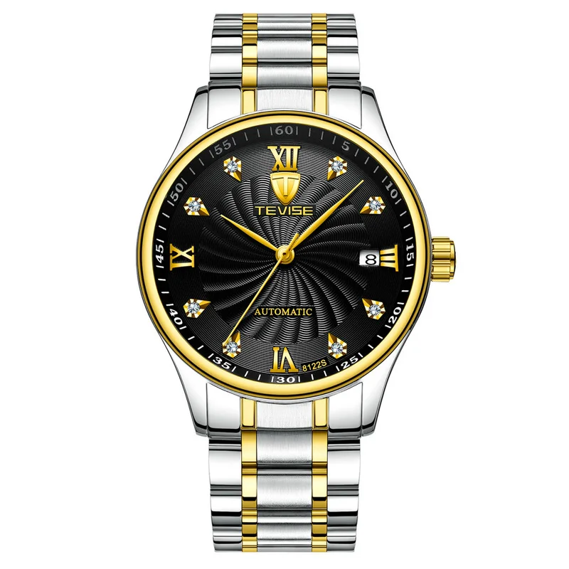 

WJ-7647 Automatic Mechanical Movt Watch TEVISE Brand Simple Wristwatch Luxury Stainless Steel Band Watch For Men, Mix