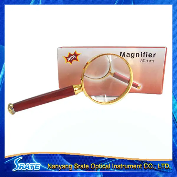 Cy048 Giant Magnifying Lenses 50mm Zinc Alloy Magnifier With Wooden
