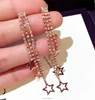 2017 hot new products elegant fashion crystal rhinestone diamond star long dangle tassel cz earrings