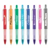 Top quality low price 0.5 mm black ink plastic transparent candy color barrel clear soft grip click button cheap ball point pen