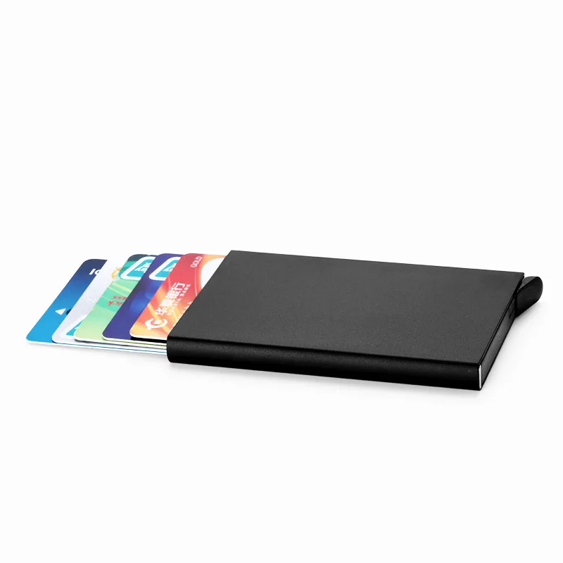 

RFID Credit Card Holder Super Slim Wallet Front Pocket Card Protector Case Pop up Design Aluminum Up to Hold 6 Cards