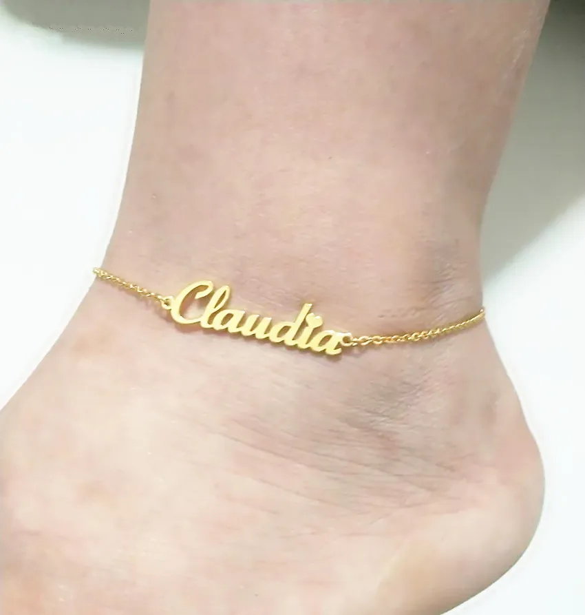 

Personalized Custom Name Women Anklet Bracelet Foot Jewelry Handmade Any Letter Alphabet Chain Anklets Birthday Gifts Girls Boys, Silver or gold or rose gold